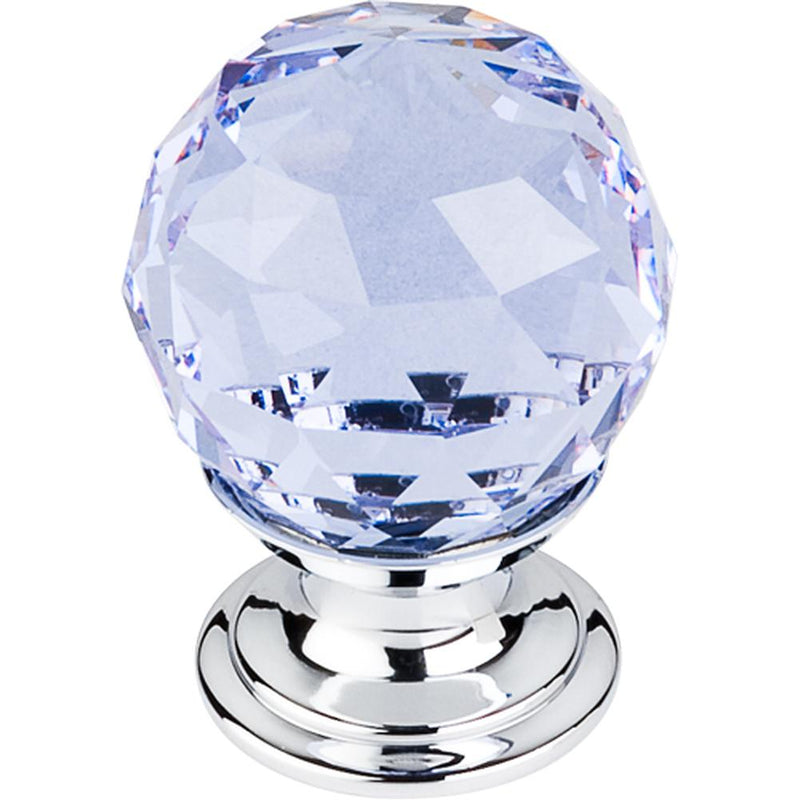 Top Knobs TK113 Light Blue Crystal Knob 1 1/8" w/ Polished Chrome Base