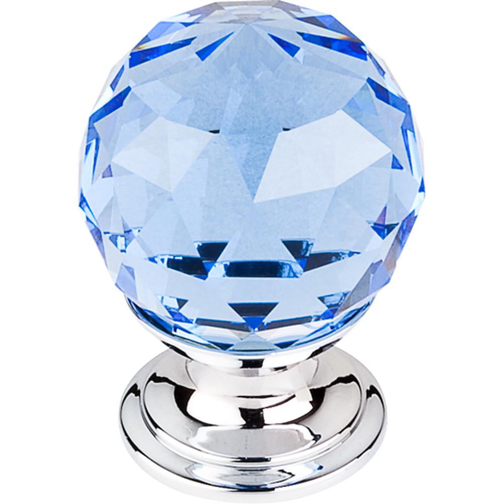Top Knobs TK123 Blue Crystal Knob 1 1/8" w/ Polished Chrome Base