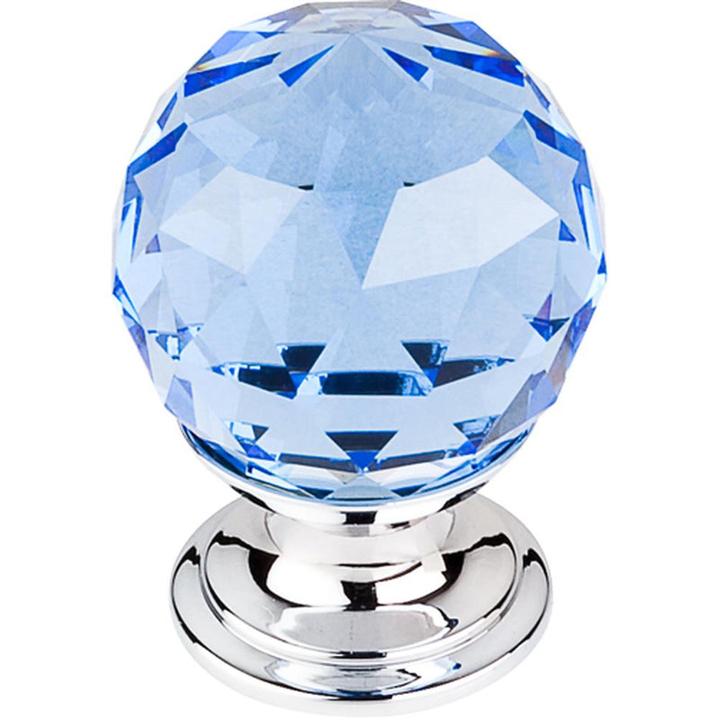 Top Knobs TK123 Blue Crystal Knob 1 1/8" w/ Polished Chrome Base