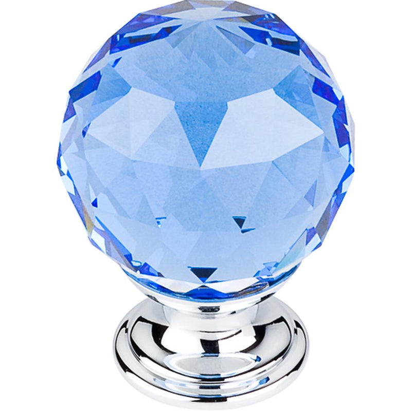 Top Knobs TK124 Blue Crystal Knob 1 3/8" w/ Polished Chrome Base