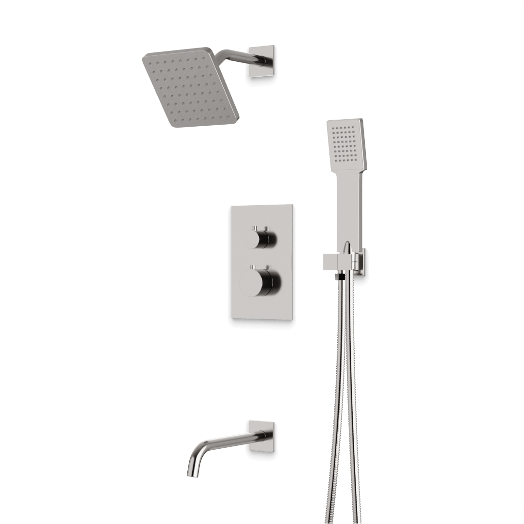 Artos TS073 Otella Thermostatic Shower Trim Kit with Shower Head on Angled Arm, Hand Shower, Tub Filler