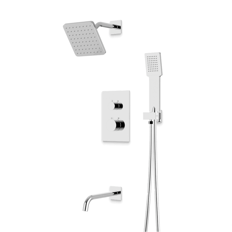 Artos TS073 Otella Thermostatic Shower Trim Kit with Shower Head on Angled Arm, Hand Shower, Tub Filler