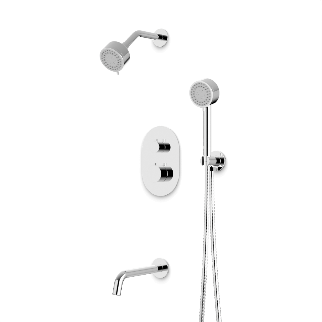 Artos TS083 Opera Thermostatic Shower Trim Kit with Multifunction Shower Head, Hand Shower, Tub Filler