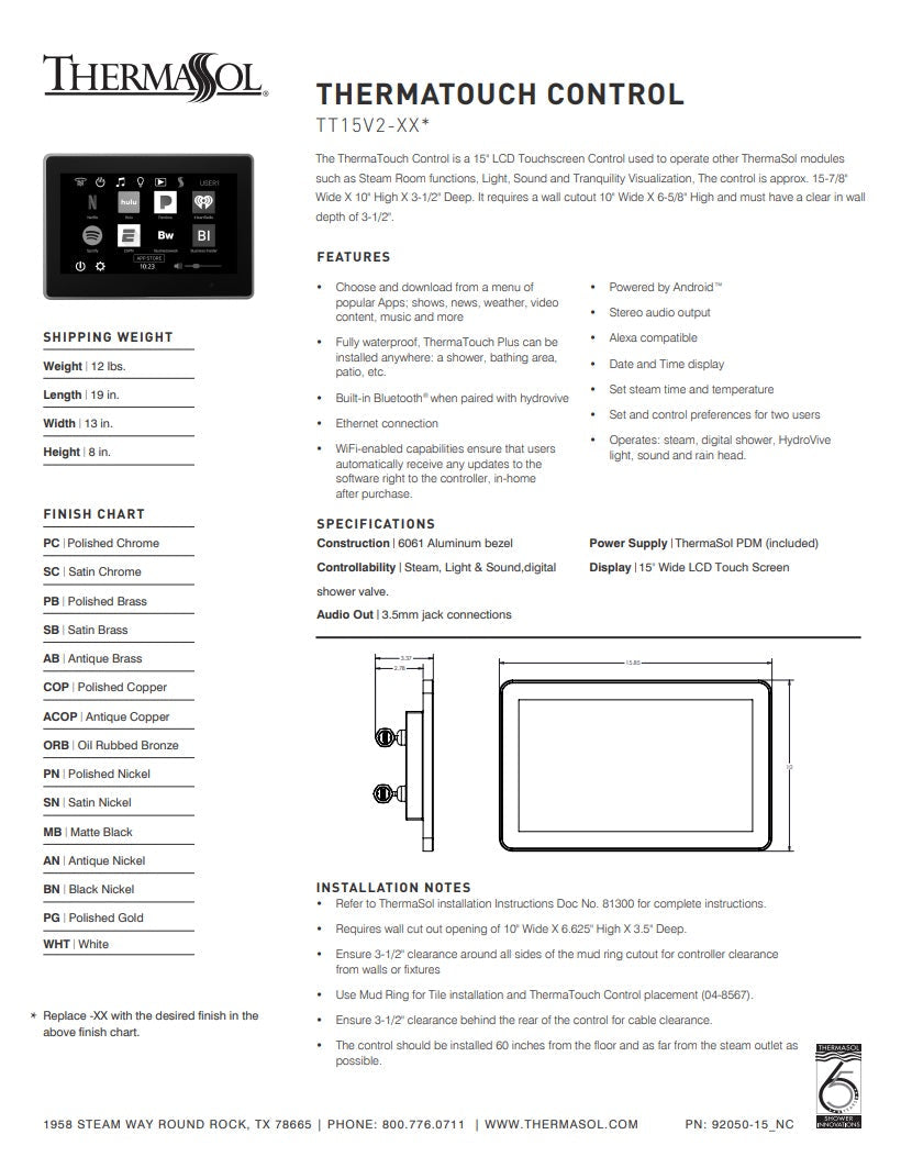 Thermasol ThermaTouch2 Control - Parent