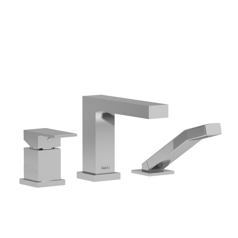 Riobel TUS16 Kubik 3-Hole Pressure Balance Deck Mount Tub Filler Trim