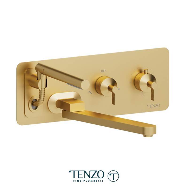 Tenzo PALT74 Wall Mount Tub Filler With Retractable Hose & 12'' Swivel Spout