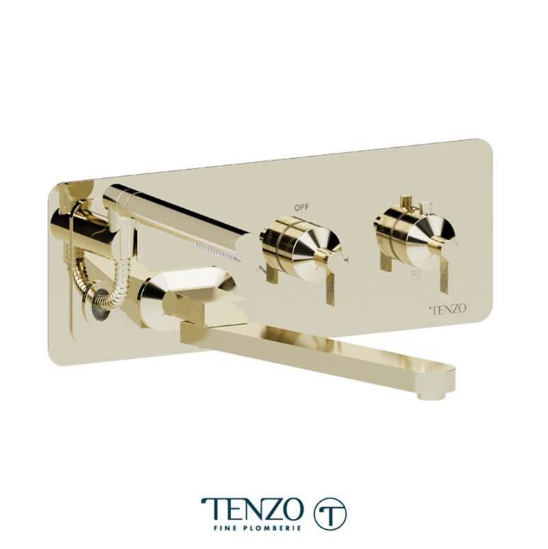 Tenzo PALT74 Wall Mount Tub Filler With Retractable Hose & 12'' Swivel Spout