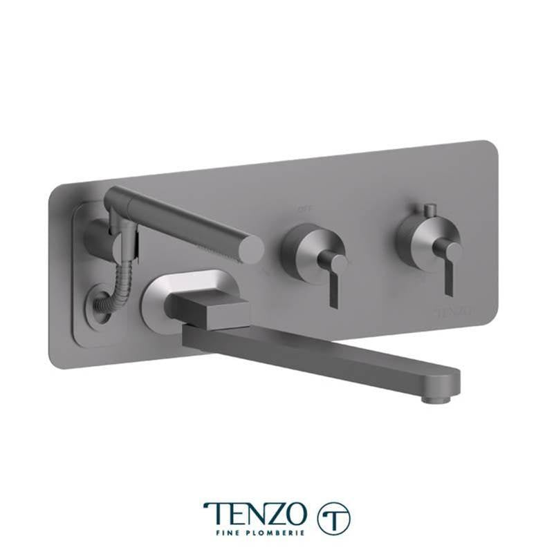 Tenzo PALT74 Wall Mount Tub Filler With Retractable Hose & 12'' Swivel Spout