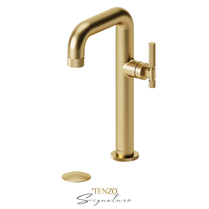Tenzo BE10H-F-W Tall Single Lavatory Faucet With Drain Bellacio-F