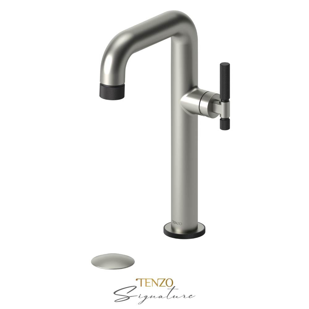 Tenzo BE10H-F-W Tall Single Lavatory Faucet With Drain Bellacio-F