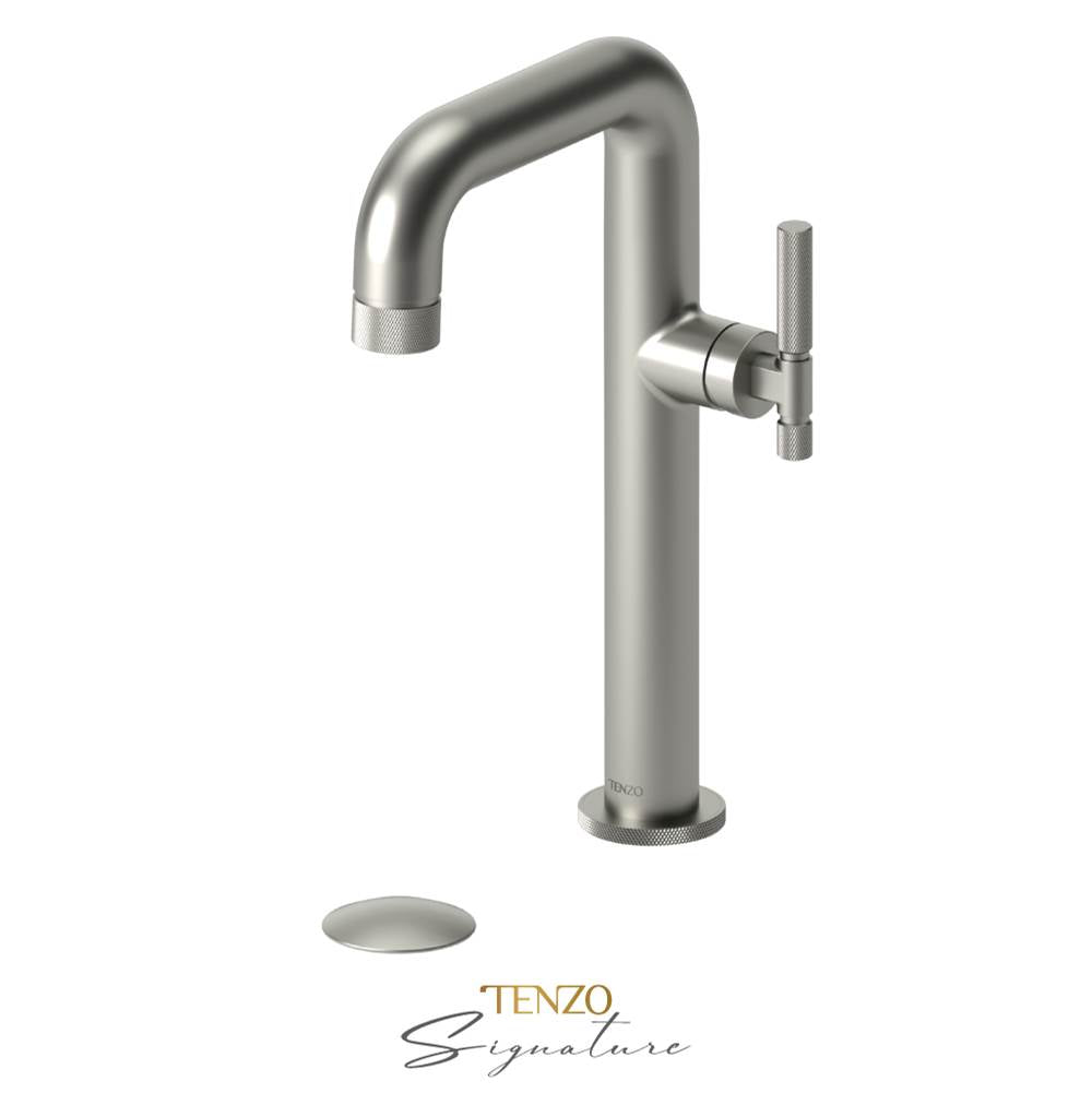 Tenzo BE10H-F-W Tall Single Lavatory Faucet With Drain Bellacio-F