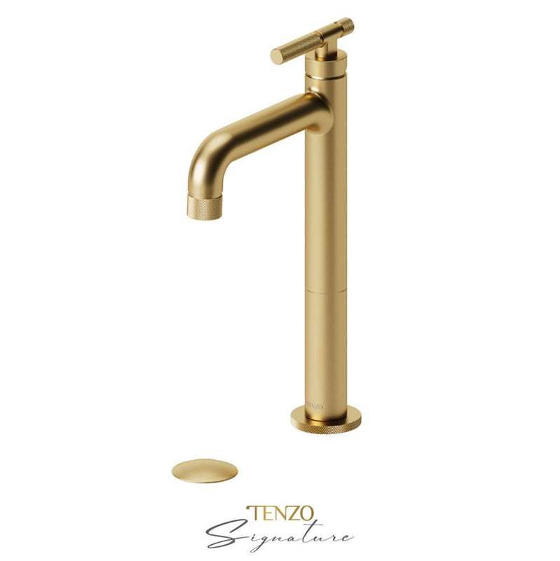 Tenzo BE11H-F-W Tall Single Lavatory Faucet With Drain Bellacio-F