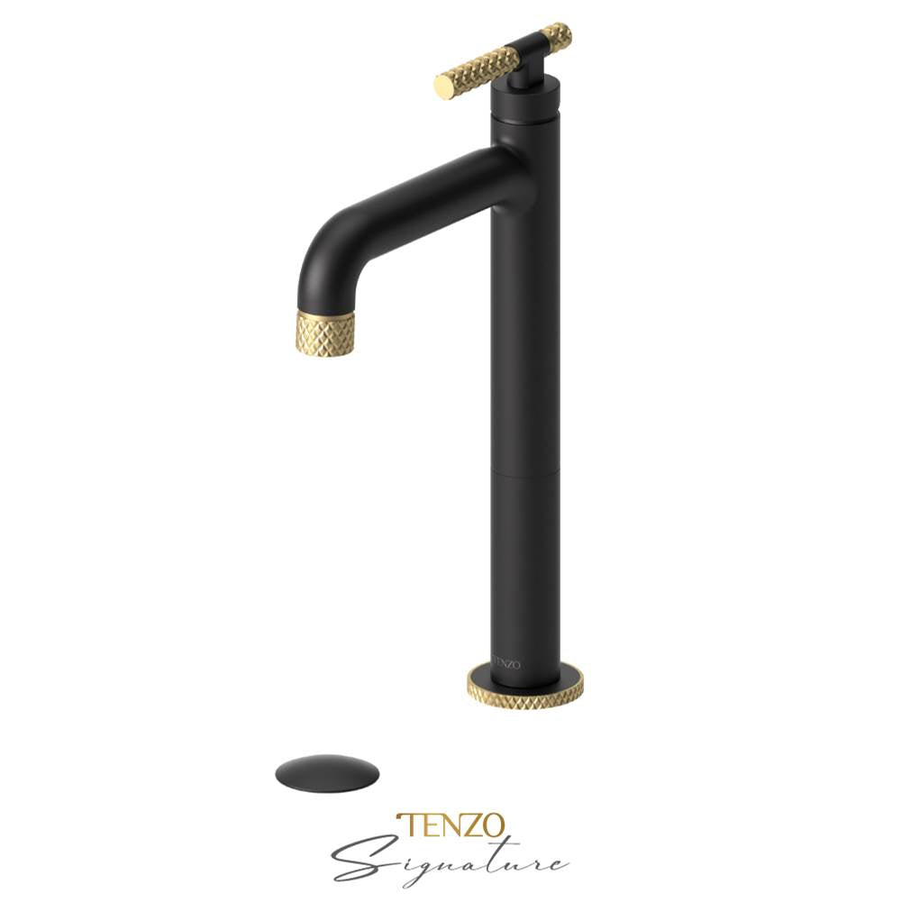 Tenzo BE11H-F-W Tall Single Lavatory Faucet With Drain Bellacio-F