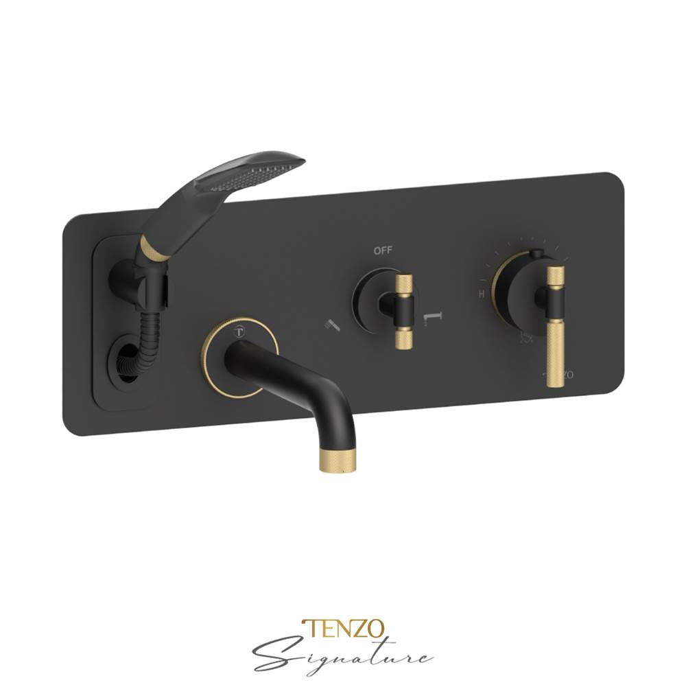 Tenzo BET73-F Wall Mount Tub Faucet With Retractable Hose Bellacio-F