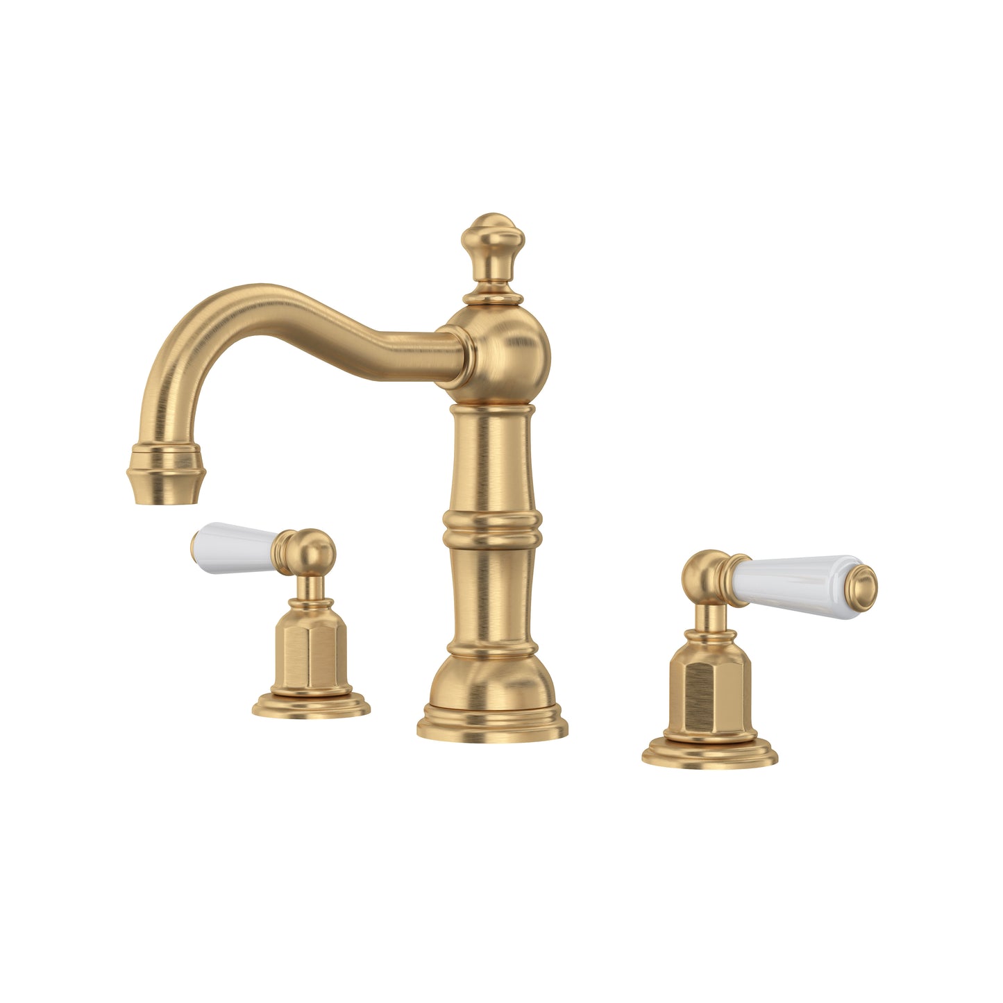 Perrin & Rowe U.3720 Edwardian Widespread Lavatory Faucet With Column Spout