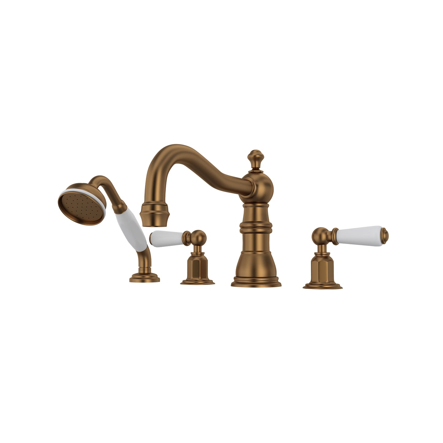 Perrin & Rowe U.3745 Edwardian 4-Hole Deck Mount Tub Filler With Column Spout