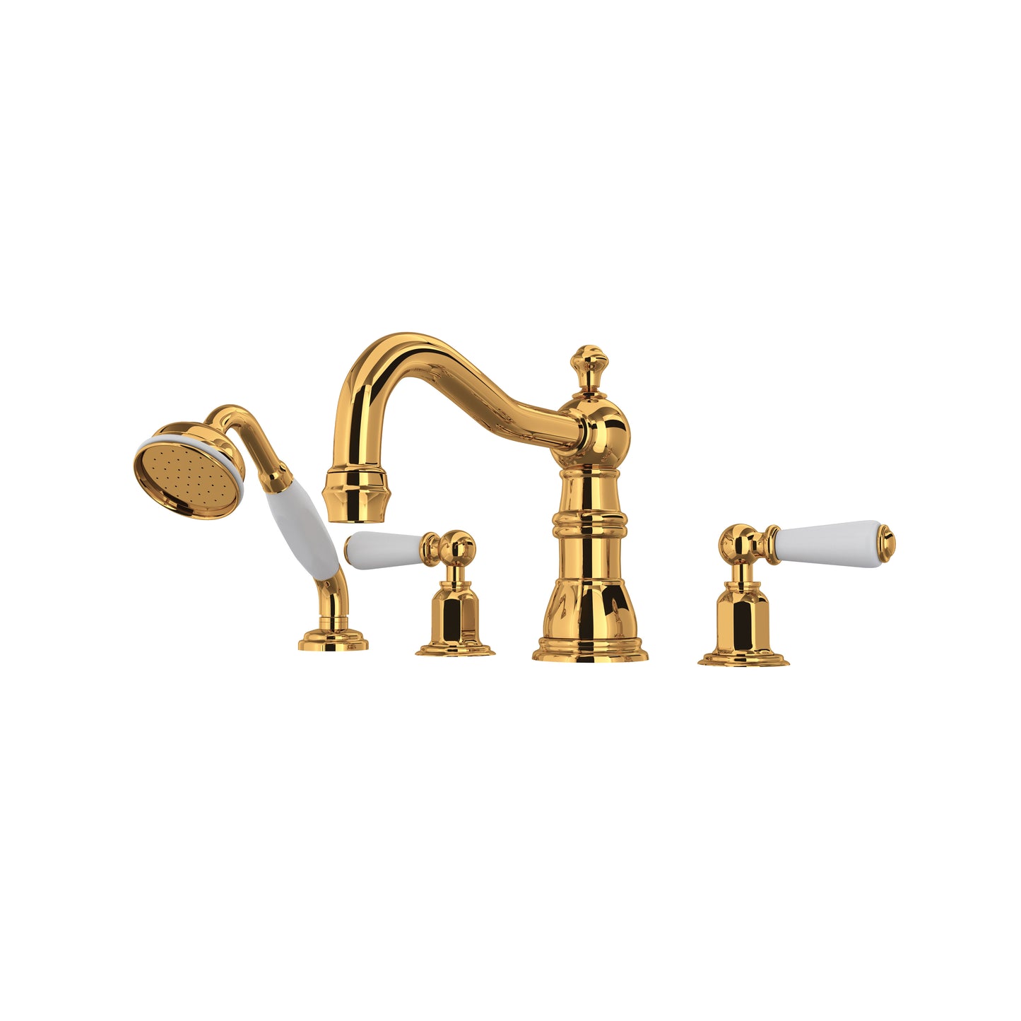 Perrin & Rowe U.3745 Edwardian 4-Hole Deck Mount Tub Filler With Column Spout