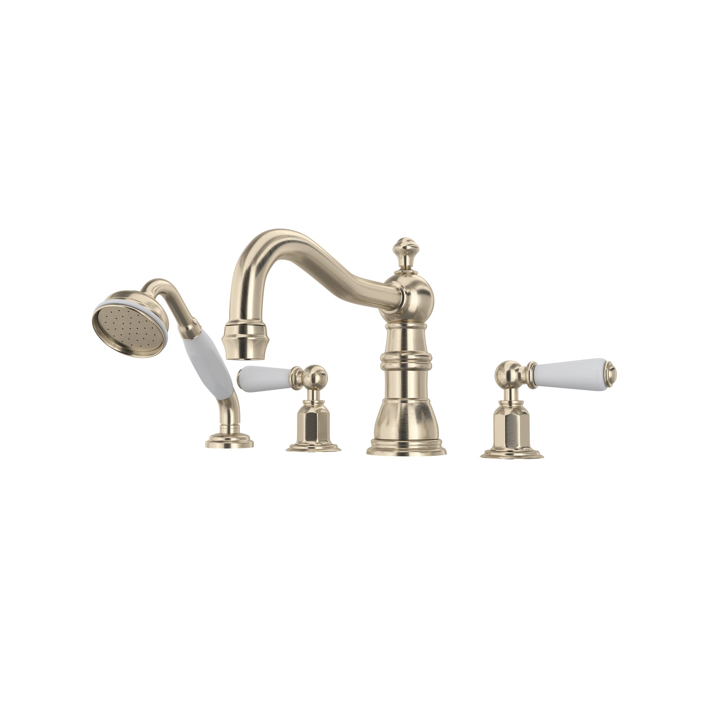 Perrin & Rowe U.3745 Edwardian 4-Hole Deck Mount Tub Filler With Column Spout