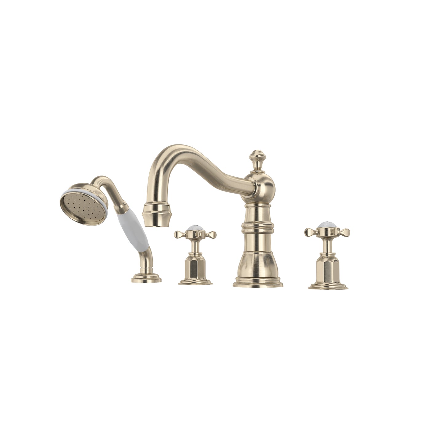Perrin & Rowe U.3746 Edwardian 4-Hole Deck Mount Tub Filler With Column Spout