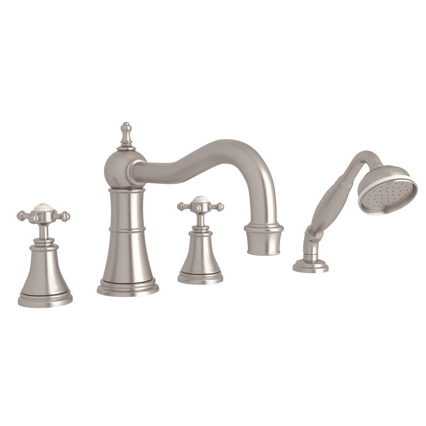 Perrin & Rowe U.3748 Georgian Era 4-Hole Deck Mount Tub Filler With Column Spout