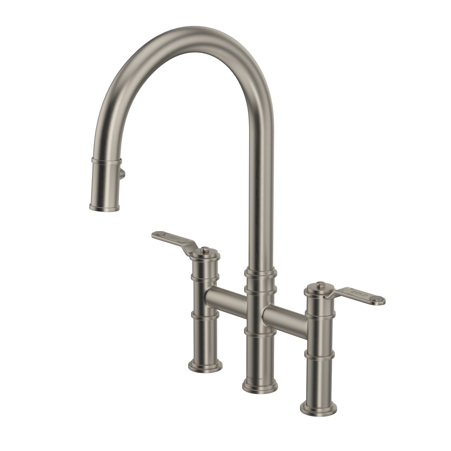 Perrin & Rowe U.4549 Armstrong Pull-Down Bridge Kitchen Faucet With C-Spout