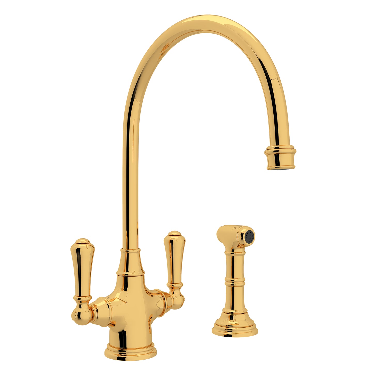 Perrin & Rowe U.4710 Georgian Era Two Handle Kitchen Faucet With Side Spray