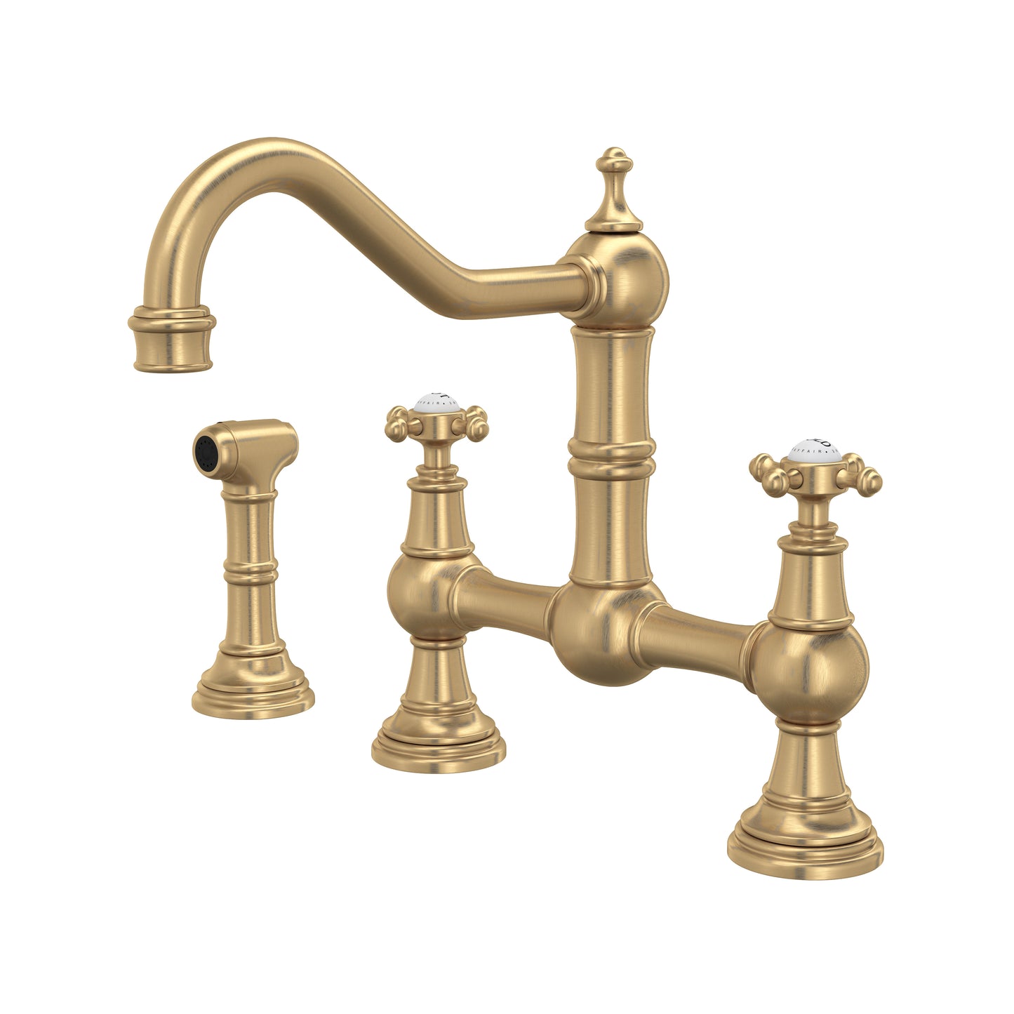 Perrin & Rowe U.4755 Edwardian Bridge Kitchen Faucet With Side Spray