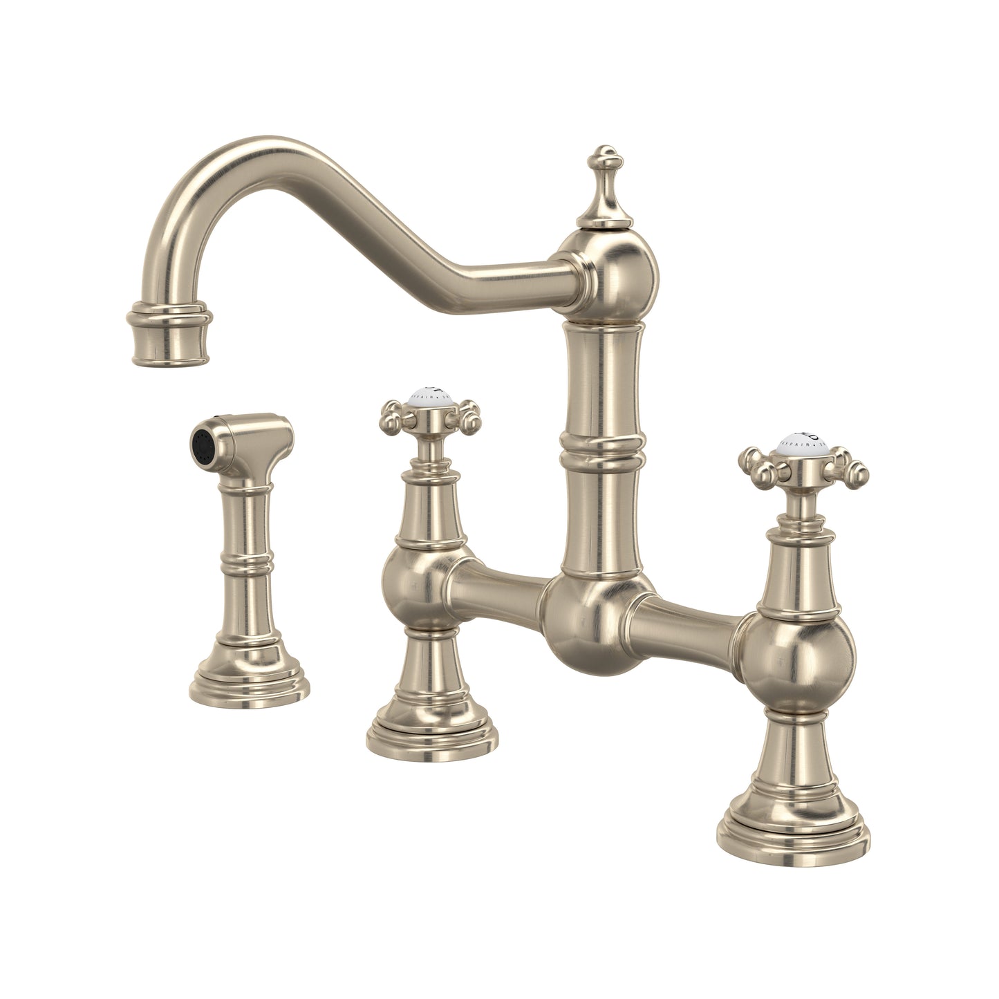 Perrin & Rowe U.4755 Edwardian Bridge Kitchen Faucet With Side Spray
