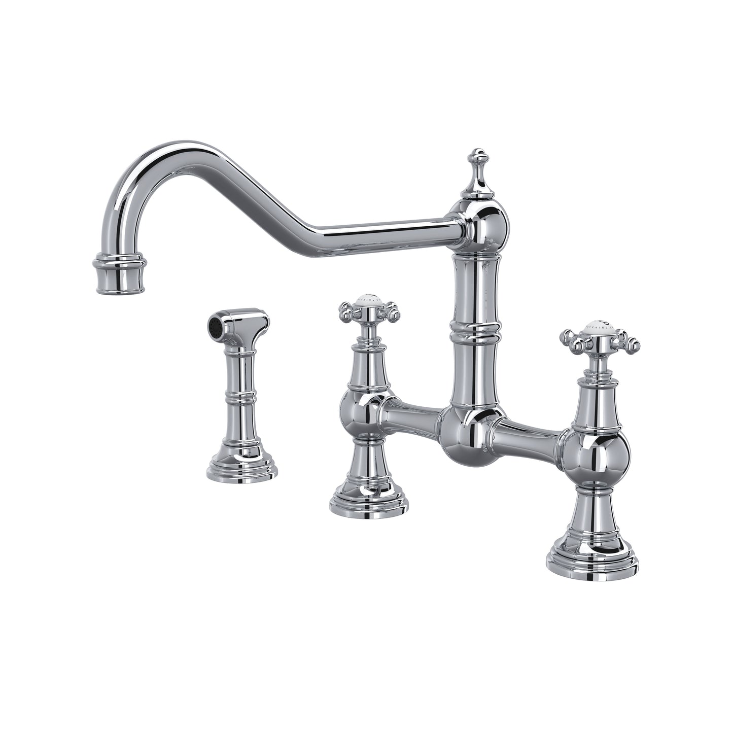 Perrin & Rowe U.4763 Edwardian Extended Spout Bridge Kitchen Faucet With Side Spray - Parent
