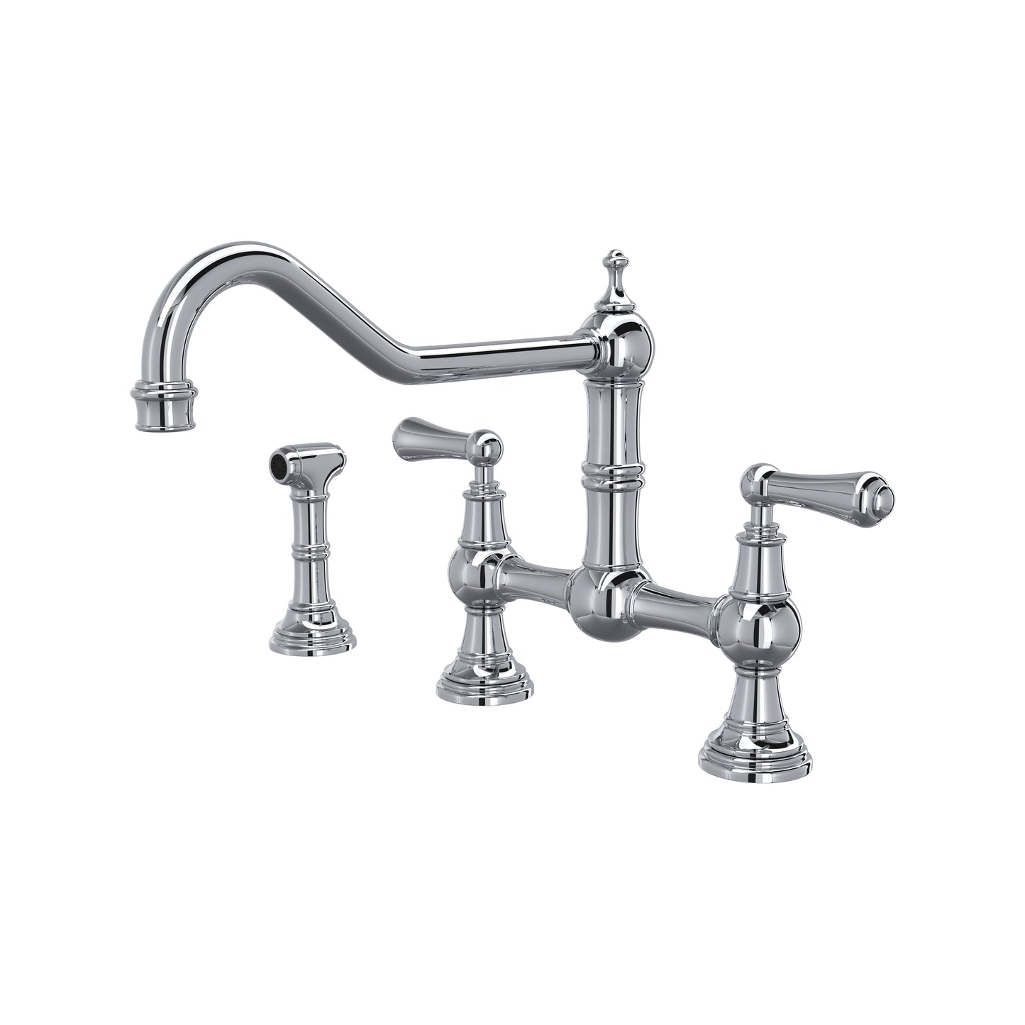Perrin & Rowe U.4764 Edwardian Extended Spout Bridge Kitchen Faucet With Side Spray - Parent