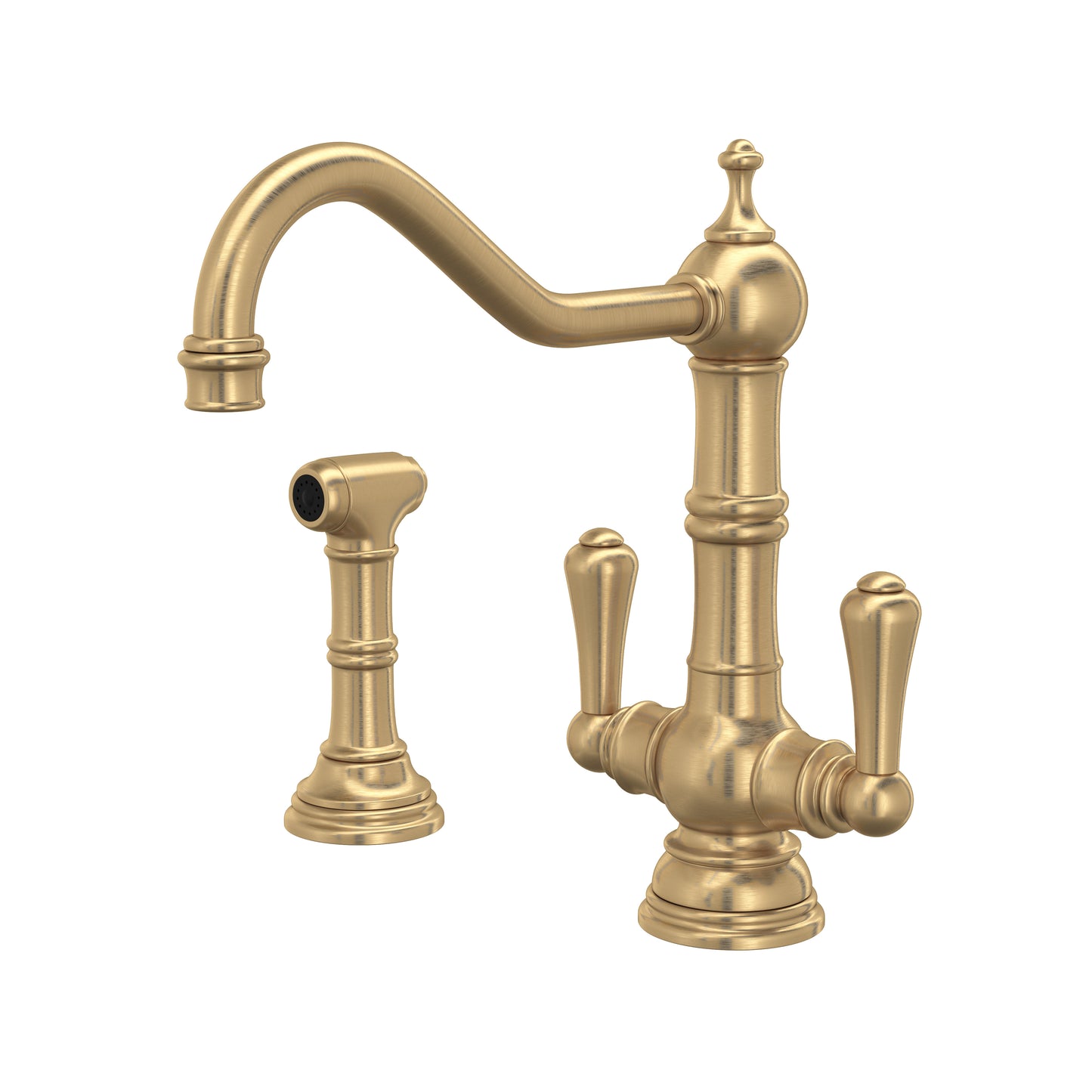 Perrin & Rowe U.4766 Edwardian Two Handle Kitchen Faucet With Side Spray