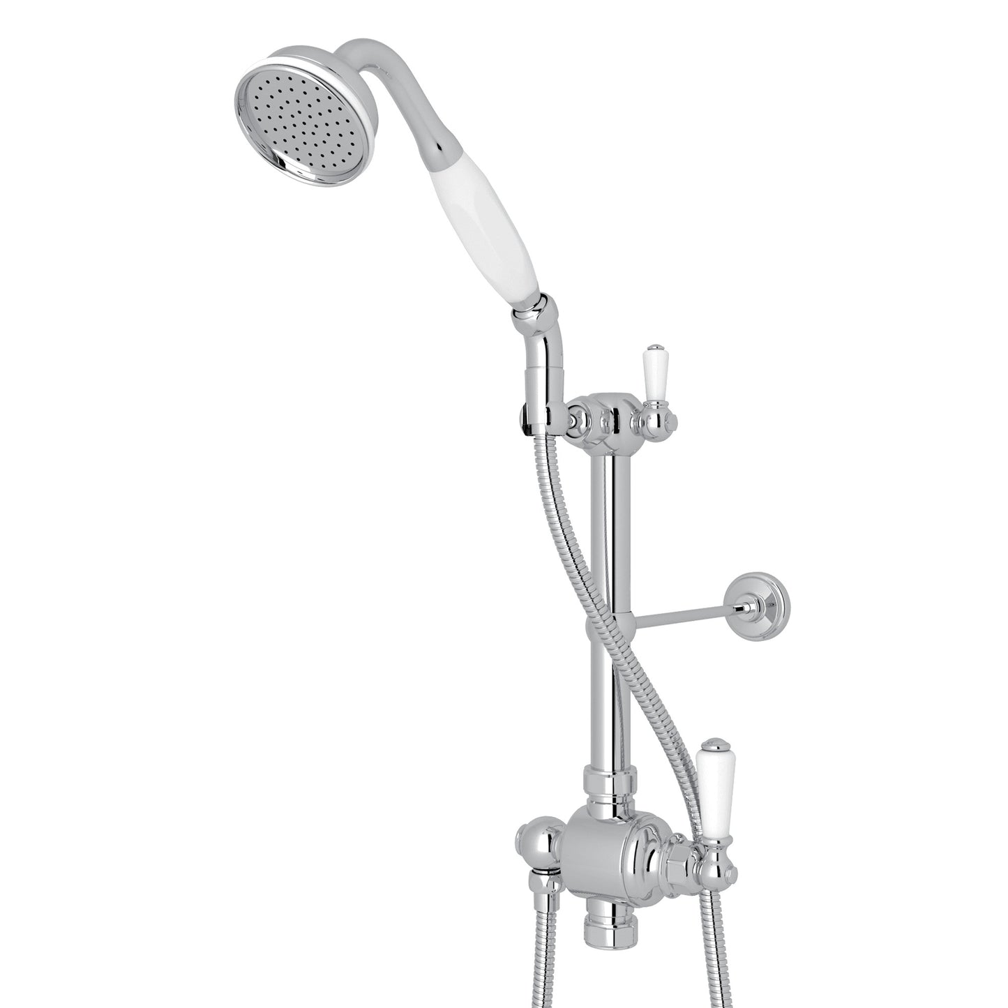 Perrin & Rowe U.5373N Edwardian Riser Diverter, Handshower, Handshower Holder, Hose and 8" Thermostatic Outlet - Parent
