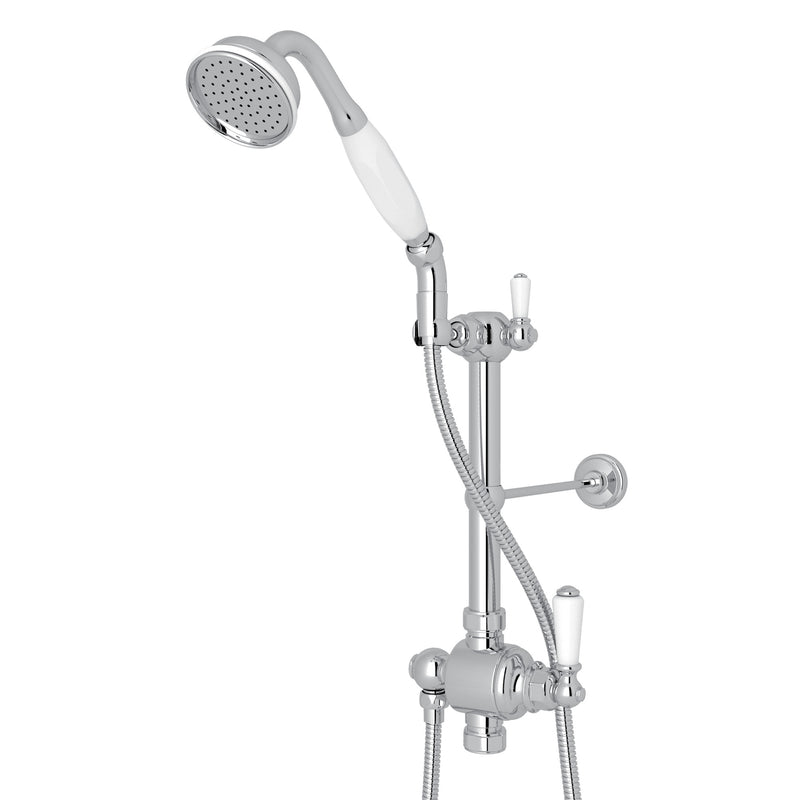 Perrin & Rowe U.5373N Edwardian Riser Diverter, Handshower, Handshower Holder, Hose and 8" Thermostatic Outlet - Parent