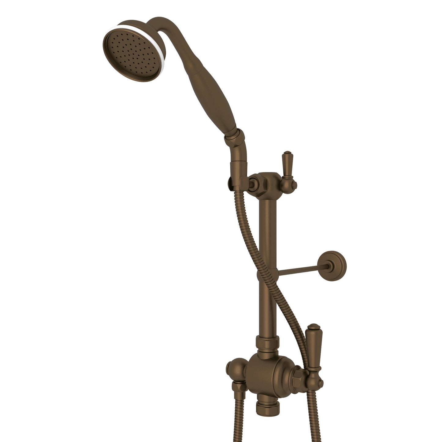 Perrin & Rowe U.5373N Edwardian Riser Diverter, Handshower, Handshower Holder, Hose and 8" Thermostatic Outlet