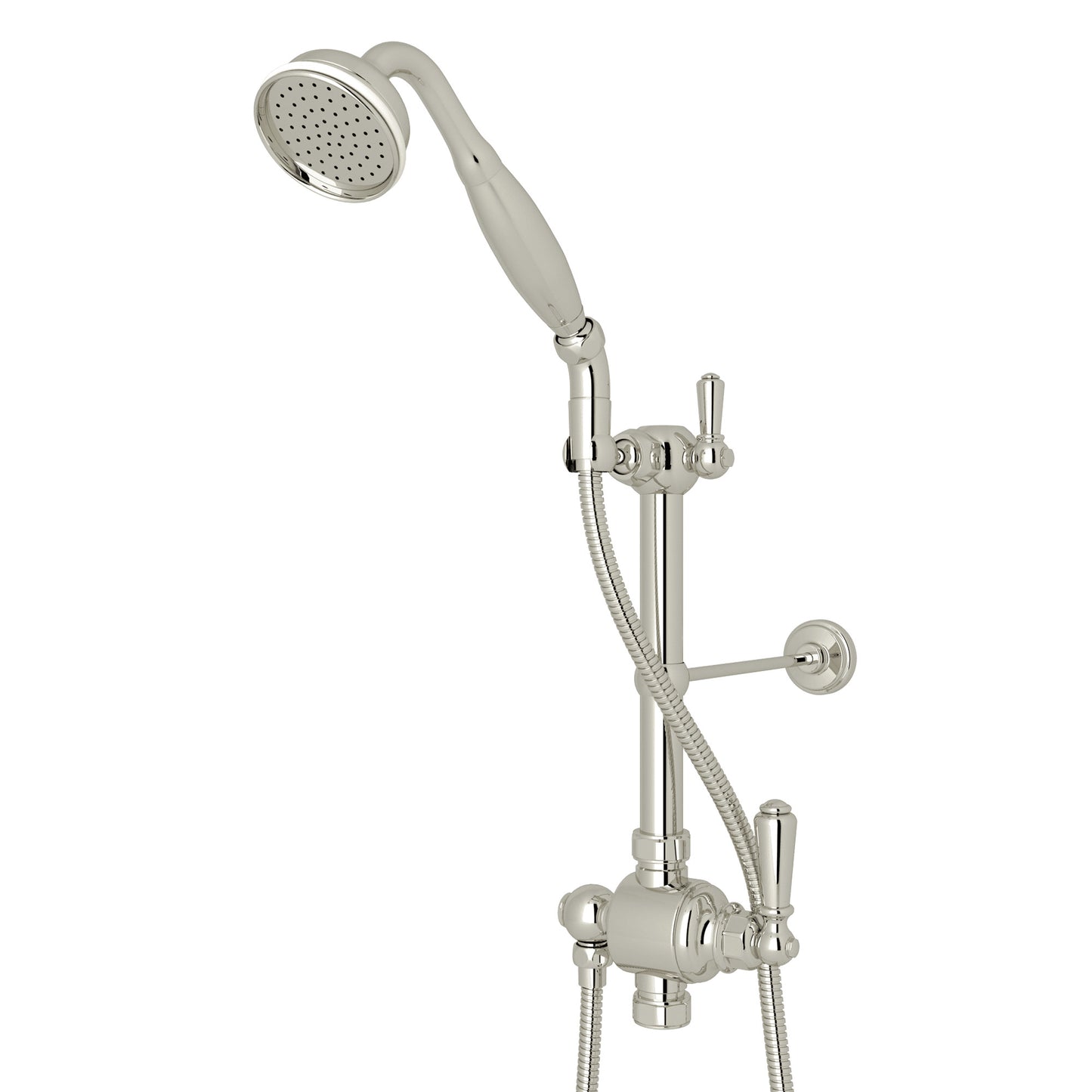Perrin & Rowe U.5373N Edwardian Riser Diverter, Handshower, Handshower Holder, Hose and 8" Thermostatic Outlet