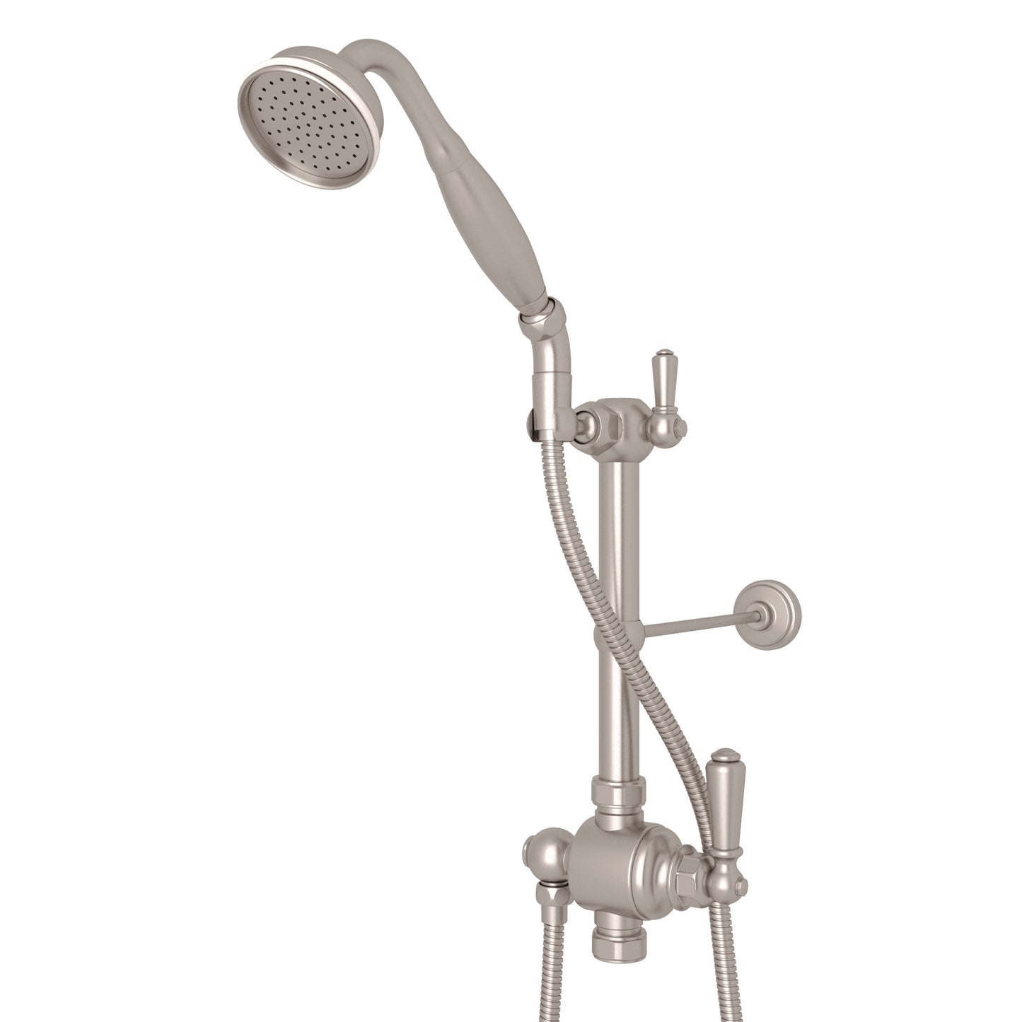 Perrin & Rowe U.5373N Edwardian Riser Diverter, Handshower, Handshower Holder, Hose and 8" Thermostatic Outlet