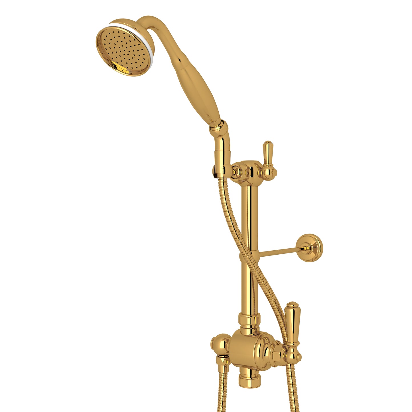 Perrin & Rowe U.5373N Edwardian Riser Diverter, Handshower, Handshower Holder, Hose and 8" Thermostatic Outlet