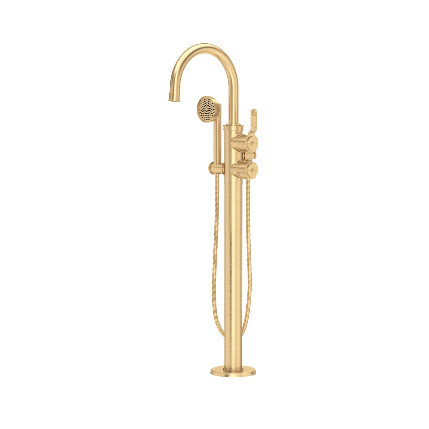 Perrin & Rowe U.TAR06F1 Armstrong Single Hole Floor Mount Tub Filler Trim With C-Spout