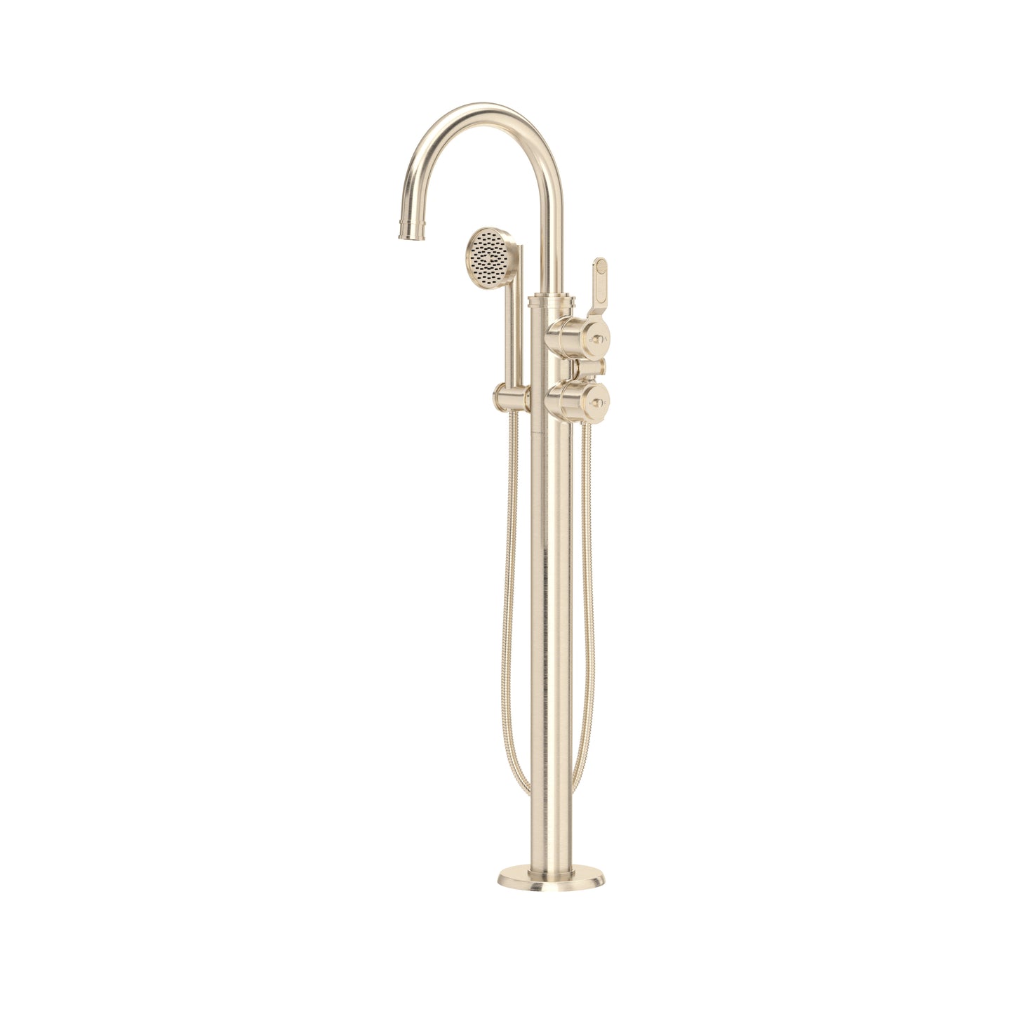 Perrin & Rowe U.TAR06F1 Armstrong Single Hole Floor Mount Tub Filler Trim With C-Spout
