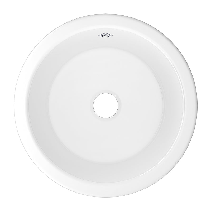 Shaws UM1807WH 18" Single Bowl Round Bar/Food Prep Fireclay Kitchen Sink