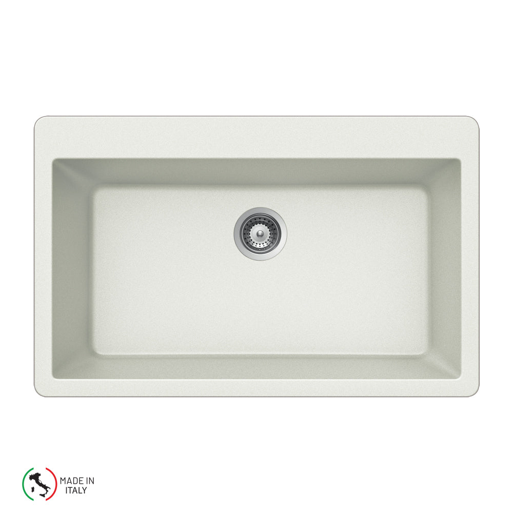 Houzer V-100 Cassiano Italian 33 inch Cloud Granite Composite Topmount Single Bowl Kitchen Sink - Parent