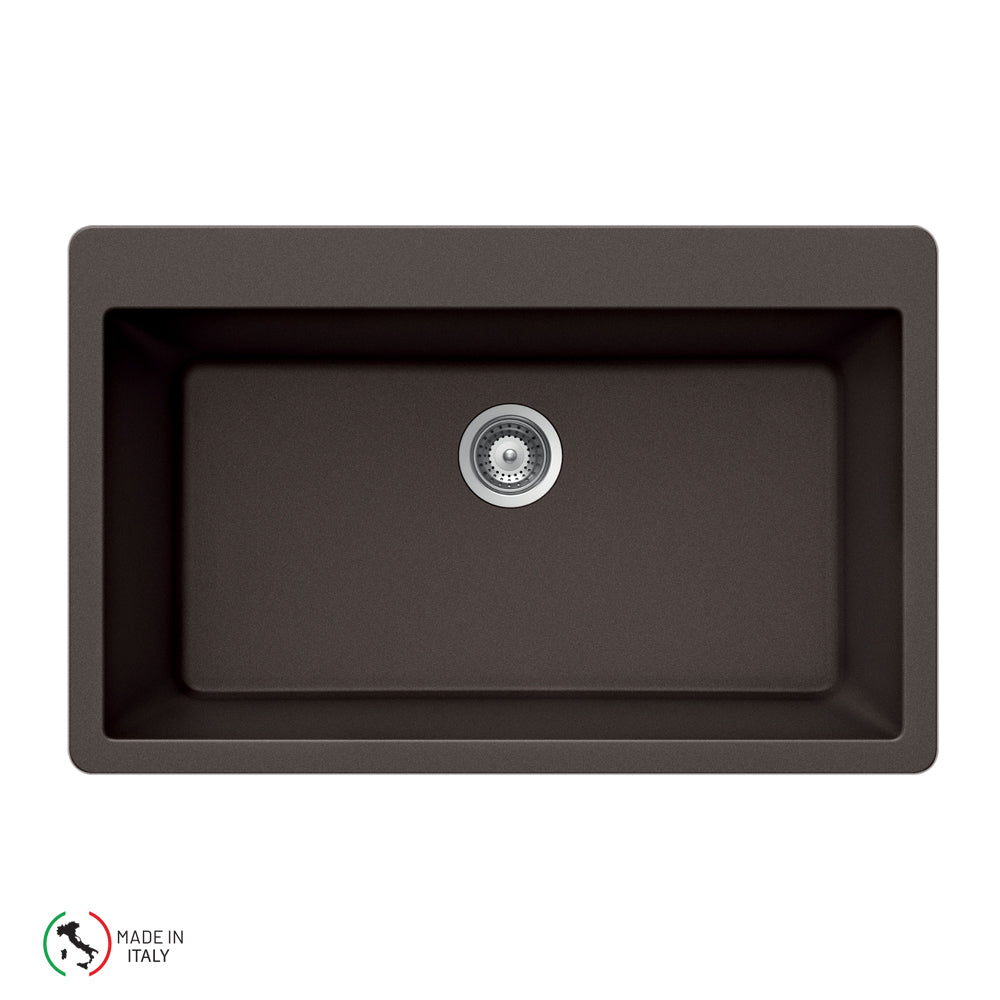 Houzer V-100 Cassiano Italian 33 inch Cloud Granite Composite Topmount Single Bowl Kitchen Sink