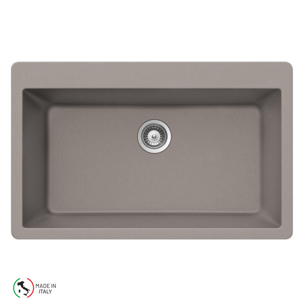 Houzer V-100 Cassiano Italian 33 inch Cloud Granite Composite Topmount Single Bowl Kitchen Sink