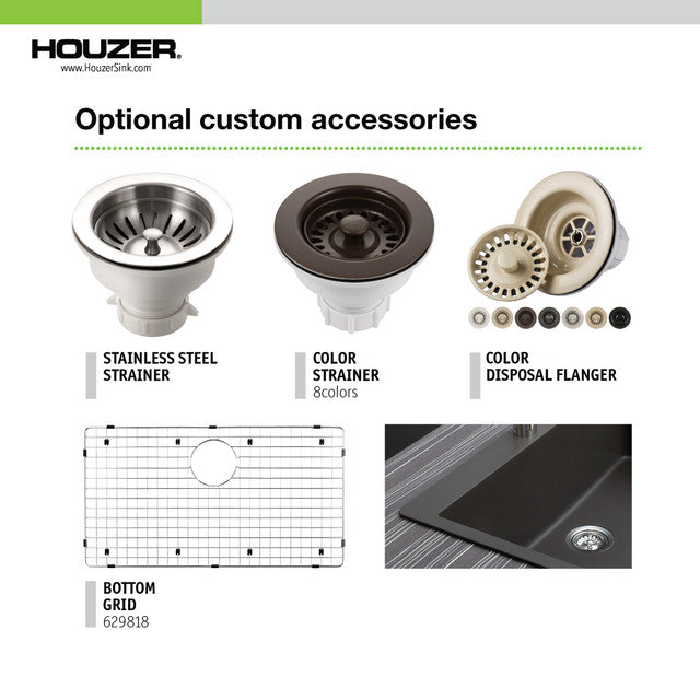 Houzer V-300U Quartztone 33 inch Cloud Granite Composite Undermount Single Bowl Kitchen Sink - Parent