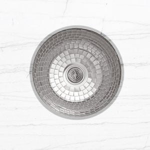 Linkasink V042 Drop-In Round Flat Bottom Kitchen Sink Satin Nickel W/ Stainless Steel Mosaic Tile Interior - Parent