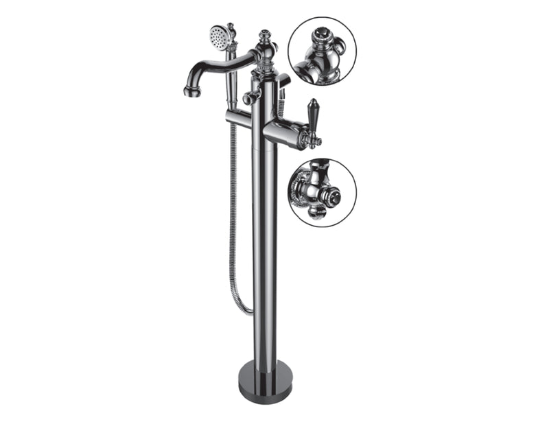 Vissoni V7054BCJ-TM Floor Mount Tub Filler w/Single Function Hand Shower and Hose - Uses P0800 valve - Parent
