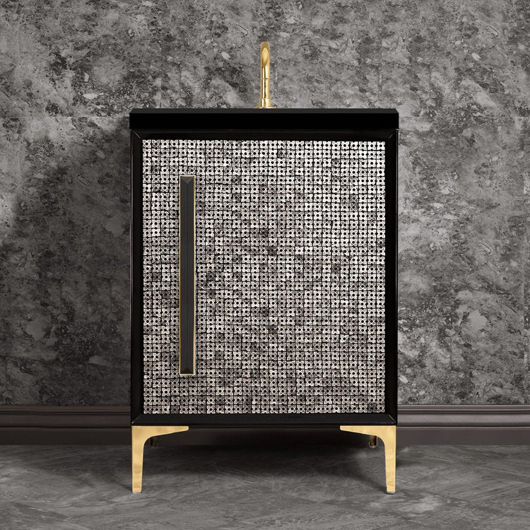 Linkasink VAN24B-017PB Mother Of Pearl With 18 Artisan Glass Prism Hardware 24 Wide Vanity, 24 X 22 X 33.5 (Without Vanity Top) - Parent