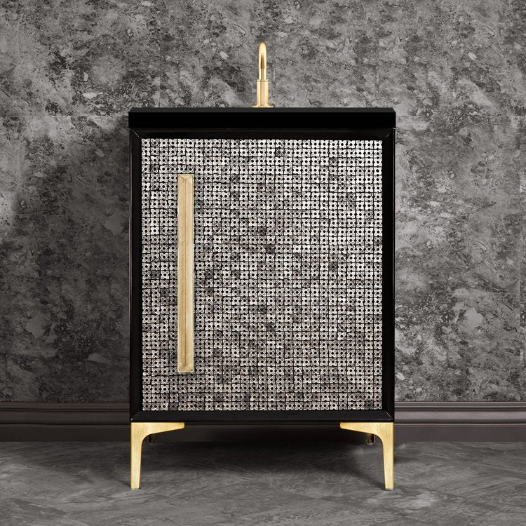 Linkasink VAN24B-017SB Mother Of Pearl With 18 Artisan Glass Prism Hardware 24 Wide Vanity, 24 X 22 X 33.5 (Without Vanity Top) - Parent