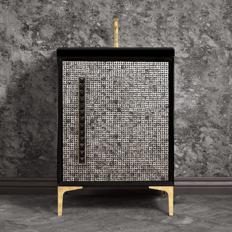 Linkasink VAN24B-018PB Mother Of Pearl With 18 Artisan Glass Pyramid Hardware 24 Wide Vanity, 24 X 22 X 33.5 (Without Vanity Top) - Parent