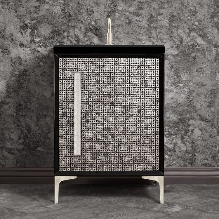 Linkasink VAN24B-018SN Mother Of Pearl With 18 Artisan Glass Pyramid Hardware 24 Wide Vanity, 24 X 22 X 33.5 (Without Vanity Top) - Parent